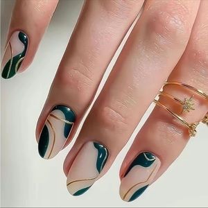 Emerald Swirl - Nail Junkie - full artificial nail set